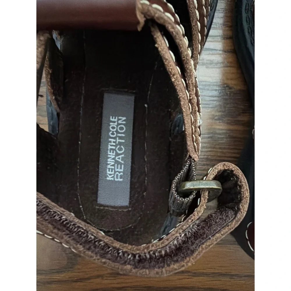 Kenneth Cole Reaction Kids Brown Fisherman Sandals Hook and Loop Sz 10 Kids NEW